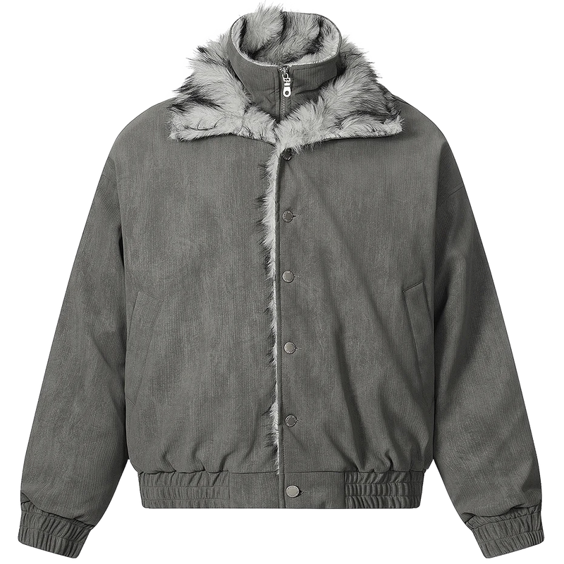 'Metro' High Collar Fur Trim Jacket