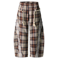 Plaid Lounge Pants with Braided Hemp Rope Belt