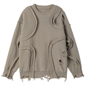 Deconstructed Knit Sweater in Neutral Tone