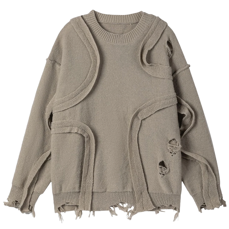 Deconstructed Knit Sweater in Neutral Tone