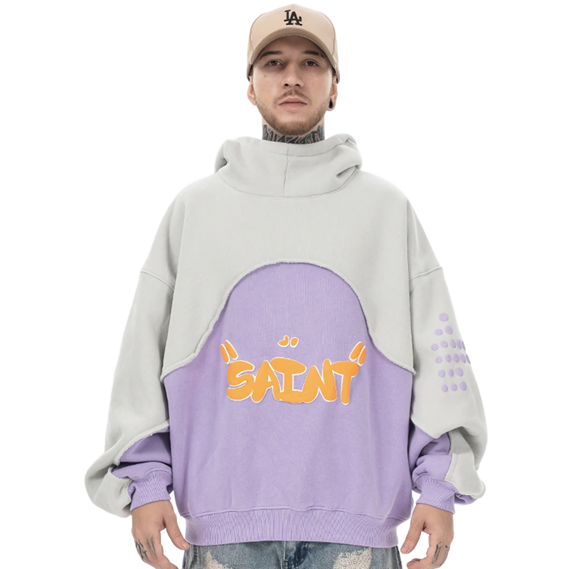 'Saint' Foam Print Oversized Cotton Hoodie