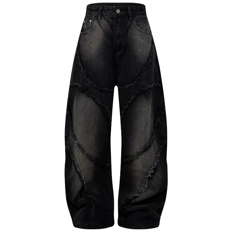 'Torrent' Frayed Wide Leg Denim Jeans