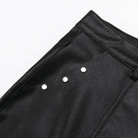 Longline Rivet Studded Faux Leather Shorts