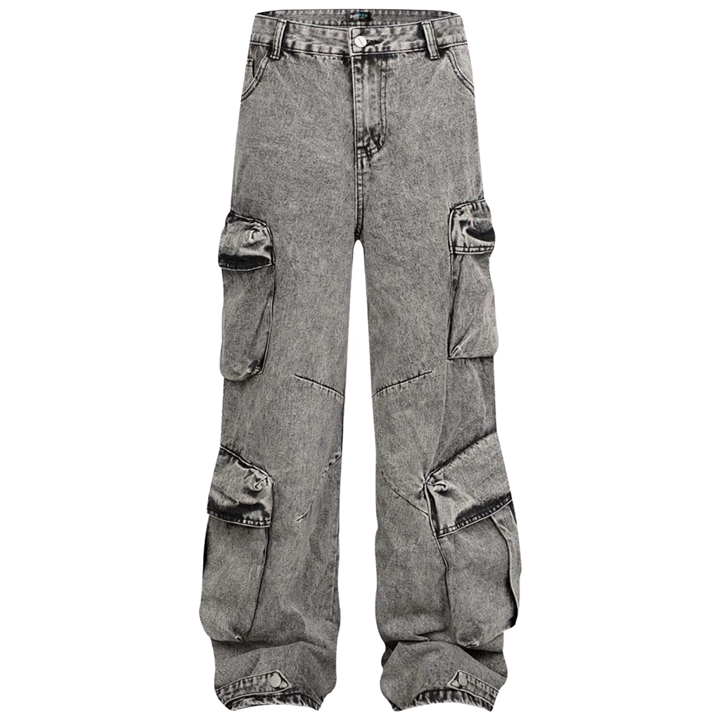 'Vanguard' Oversized Stonewash Denim Cargo Jeans