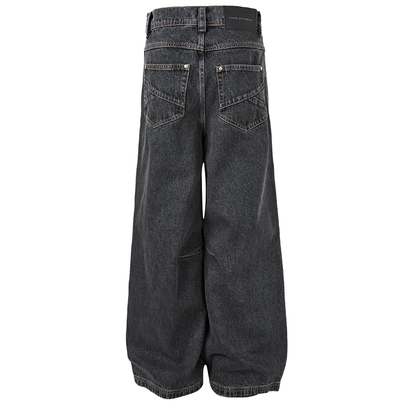 'Nyx' Charcoal Shadow Wash Oversized Denim Jeans