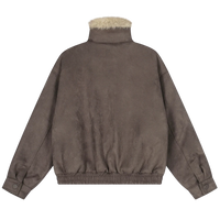 'Kodiak' Relaxed Suede-Touch Fur Trim Jacket