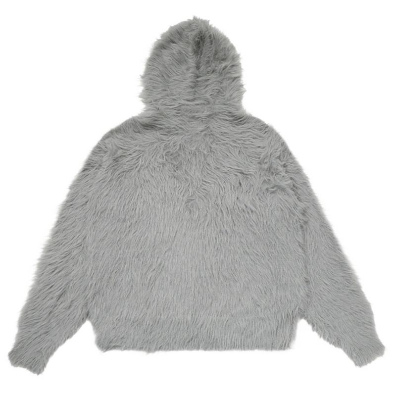 'Ink' Graphic-Patch Oversized Fur Hoodie