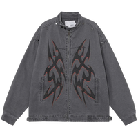 'Venom' Custom Print Zip Up Denim Jacket