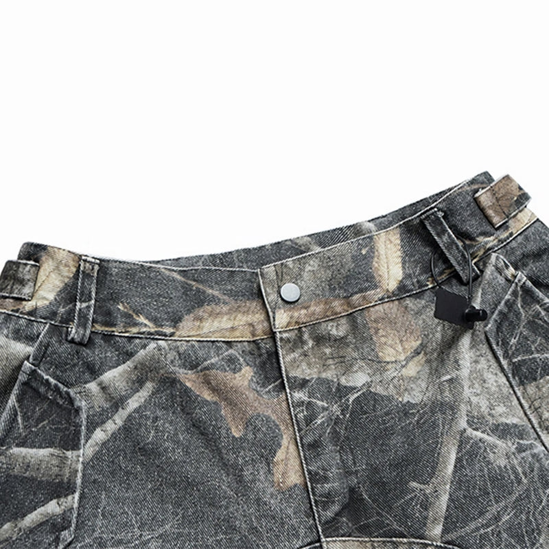 'Ghost' Forest Camo Oversized Cargo Shorts