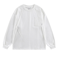 Geometric Paneled Long Sleeve Cotton Tee