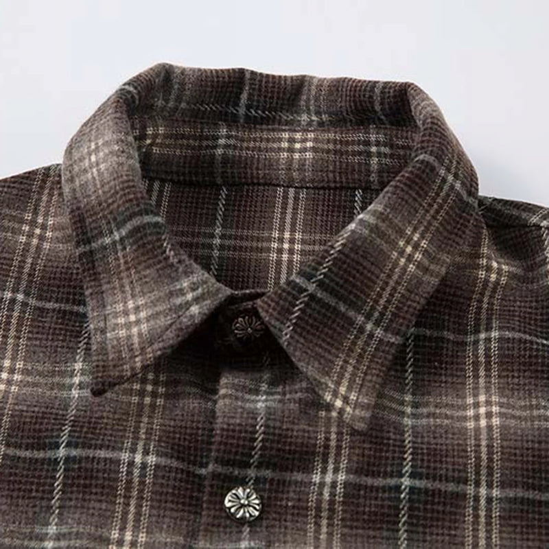 'Strata' Plaid Layered Long Sleeve Button Up