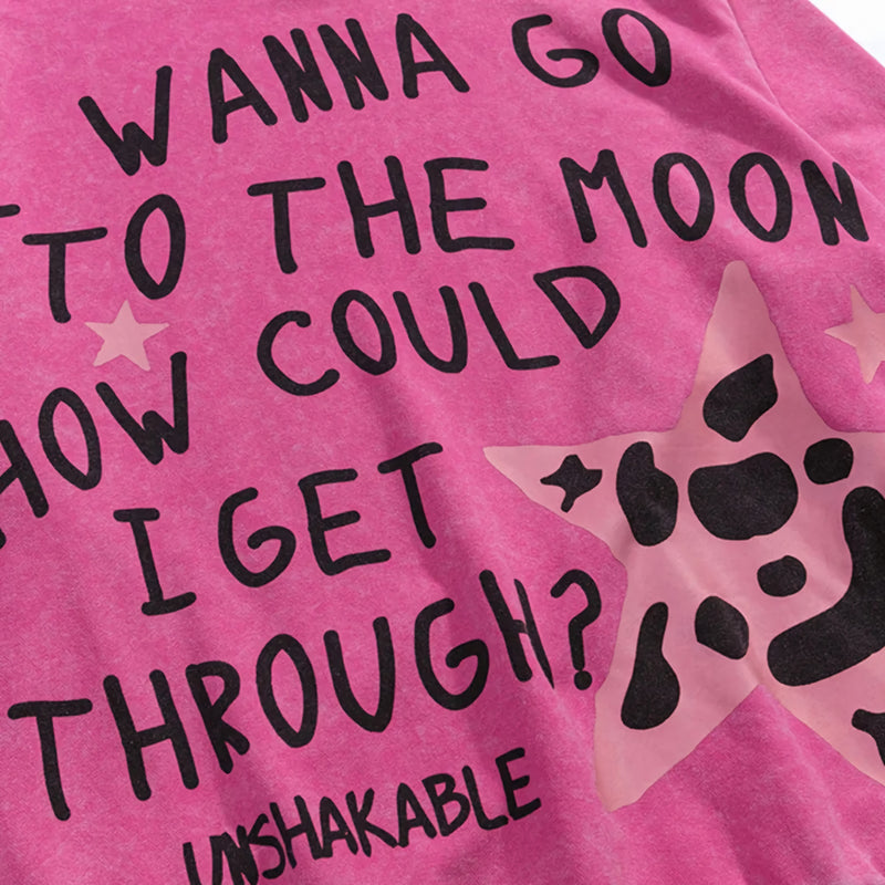 'To the Moon' Graphic Print Cotton Hoodie