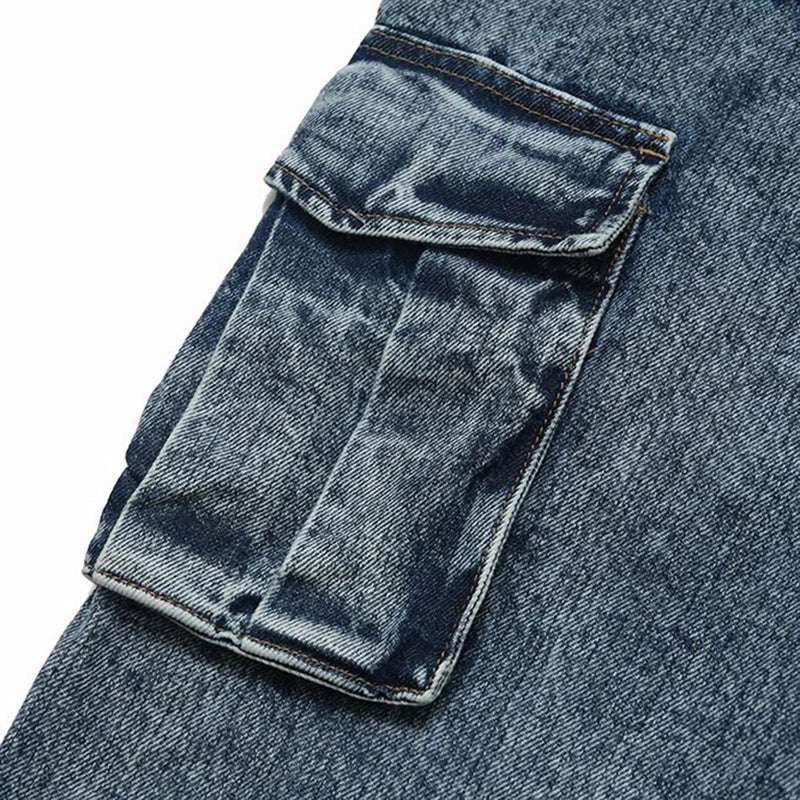 'Explorer' Acid Wash Cargo Denim Jeans