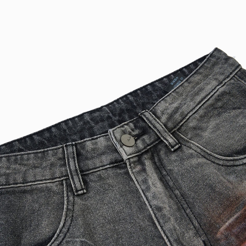 'Overspray' Distressed Wide Leg Cargo Jeans