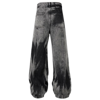 Acid Wash Wide Leg Denim Cargo Jeans