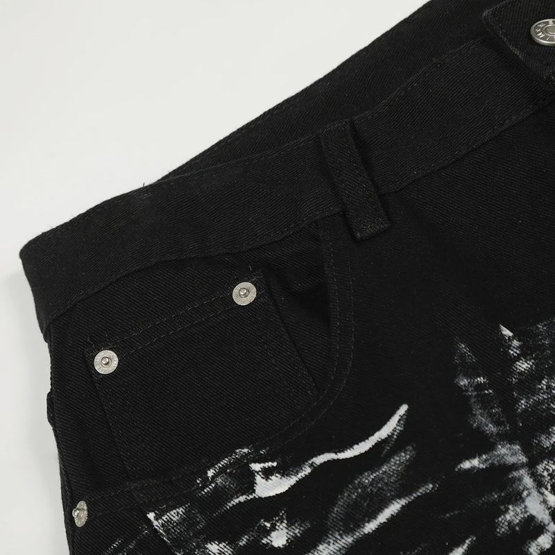 'Scintilla' Painted Wide Leg Denim Jeans