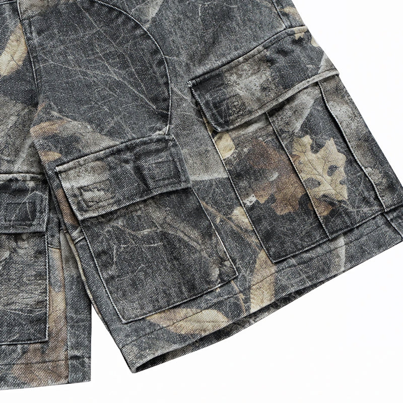 'Ghost' Forest Camo Oversized Cargo Shorts