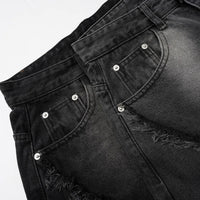 'Torrent' Frayed Wide Leg Denim Jeans