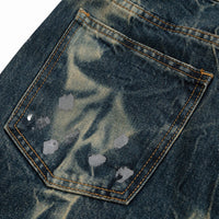 Abstract Acid Wash Vintage Denim Jeans