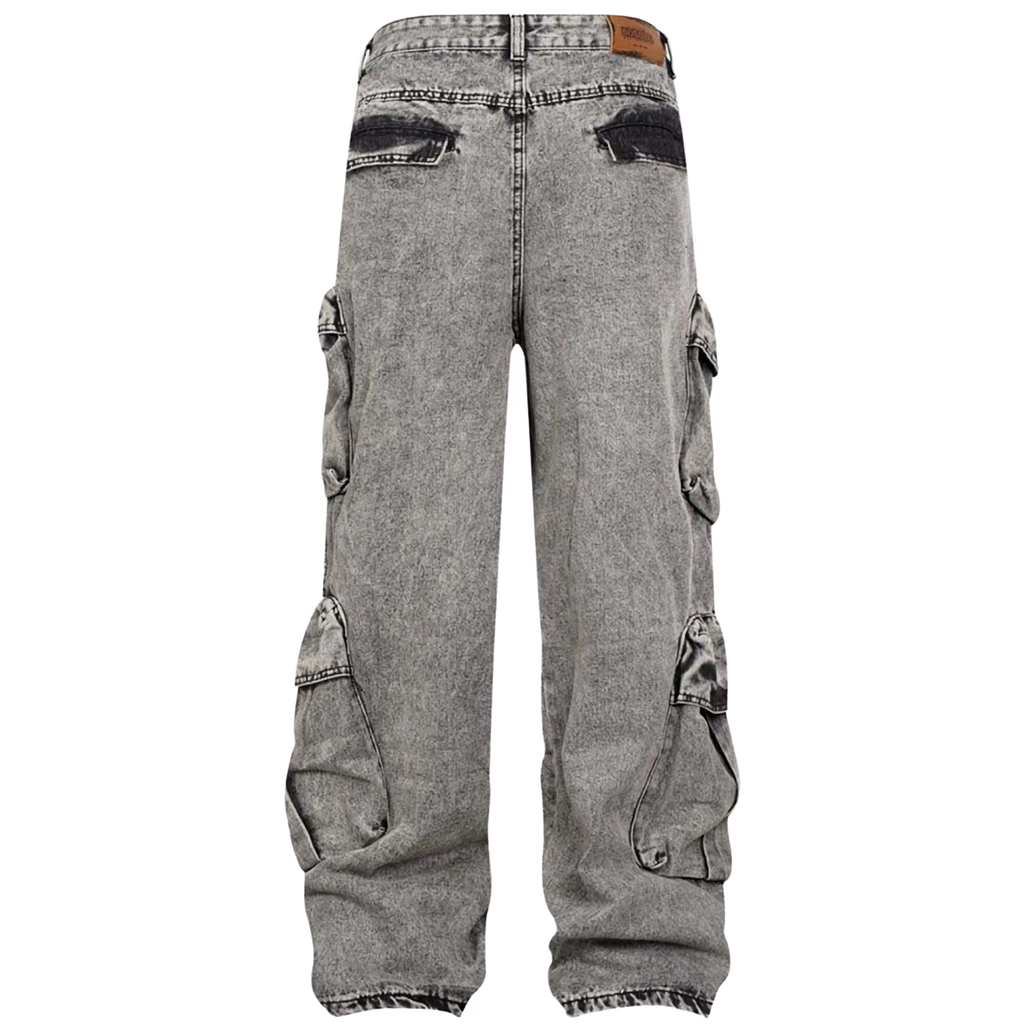 'Vanguard' Oversized Stonewash Denim Cargo Jeans