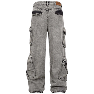 'Vanguard' Oversized Stonewash Denim Cargo Jeans