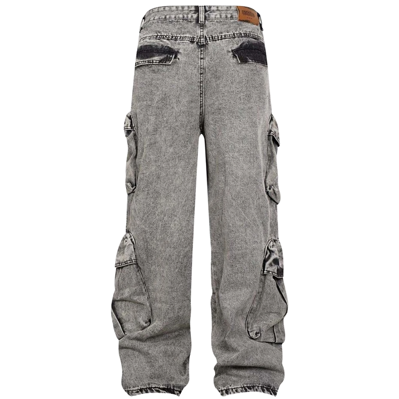 'Vanguard' Oversized Stonewash Denim Cargo Jeans