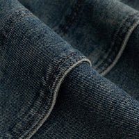 Overlaid Spiral-Cut Wide Leg Denim Jeans