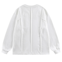 Geometric Paneled Long Sleeve Cotton Tee