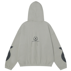 'Sandman' Rune Accent Oversized Zip-Up Hoodie