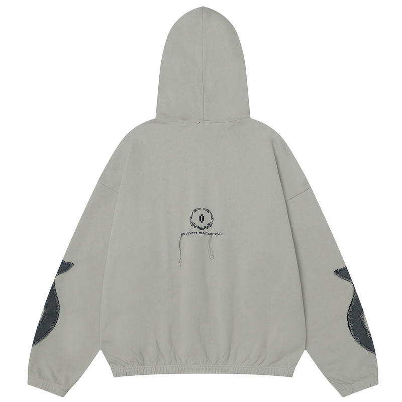 'Sandman' Rune Accent Oversized Zip-Up Hoodie