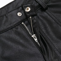 Longline Rivet Studded Faux Leather Shorts