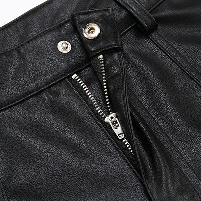 Longline Rivet Studded Faux Leather Shorts