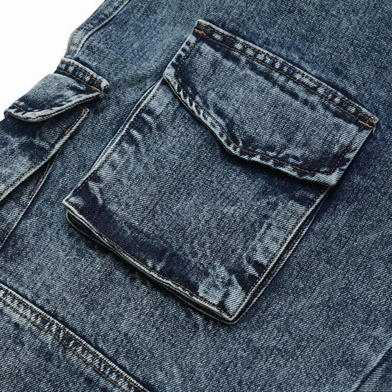 'Explorer' Acid Wash Cargo Denim Jeans