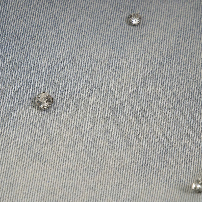 Ken Vibe Rhinestone Studded Distressed Denim Shorts