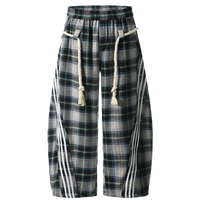Plaid Lounge Pants with Braided Hemp Rope Belt
