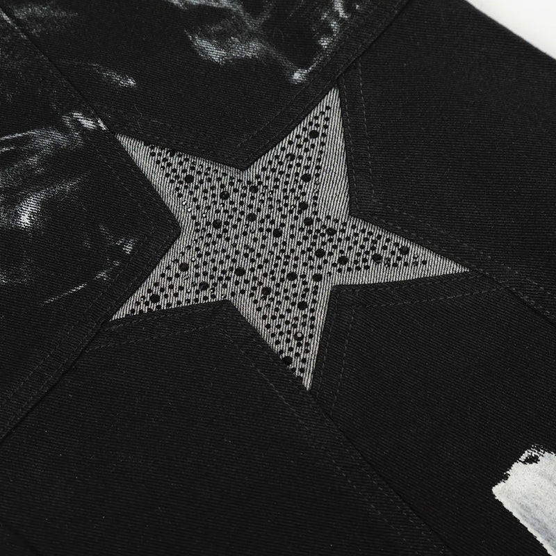 'Scintilla' Painted Wide Leg Denim Jeans