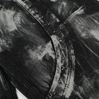 Abstract Painted Wide Leg Black Denim Jeans