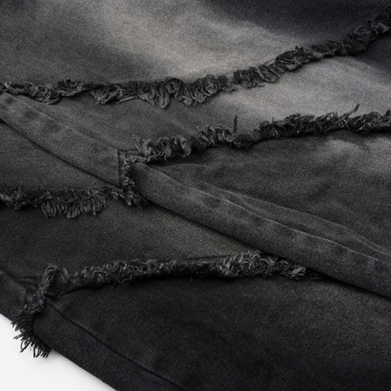 'Torrent' Frayed Wide Leg Denim Jeans