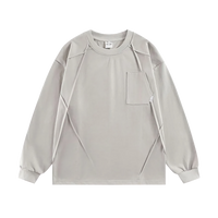 Geometric Paneled Long Sleeve Cotton Tee