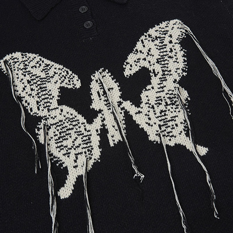 'Hypnos' Collared Quarter-Button Knit Sweater