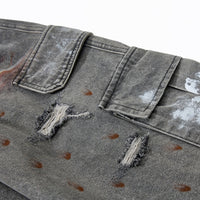 'Overspray' Distressed Wide Leg Cargo Jeans