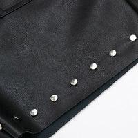 Longline Rivet Studded Faux Leather Shorts