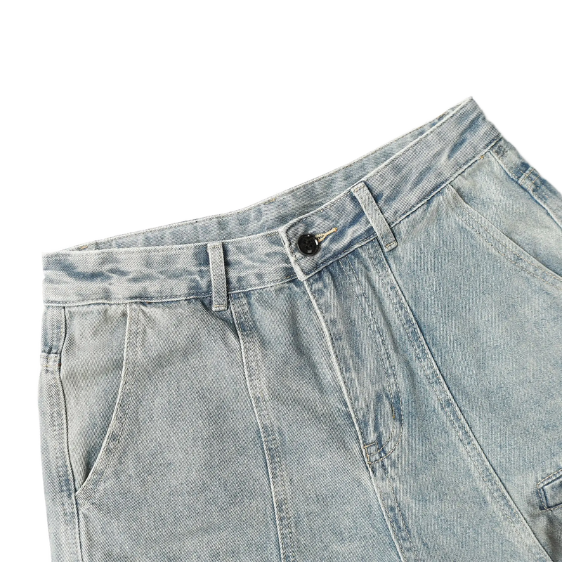 Smudged Wash Denim Cargo Jeans