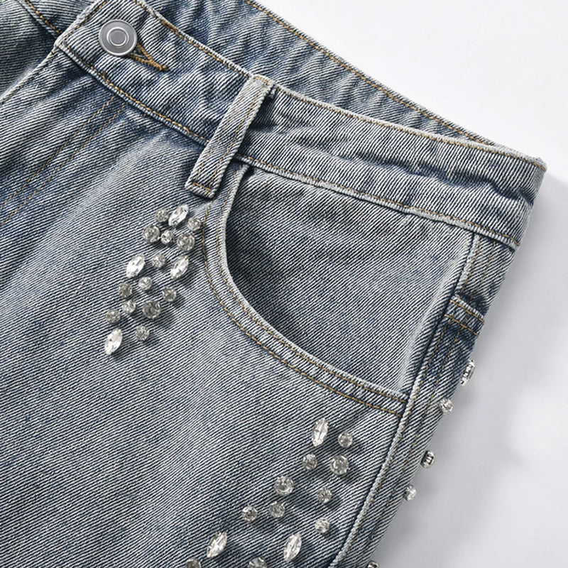 'Echelon' Rhinestone Studded Denim Jeans