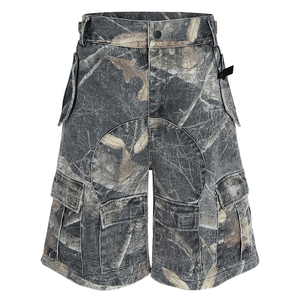 'Ghost' Forest Camo Oversized Cargo Shorts