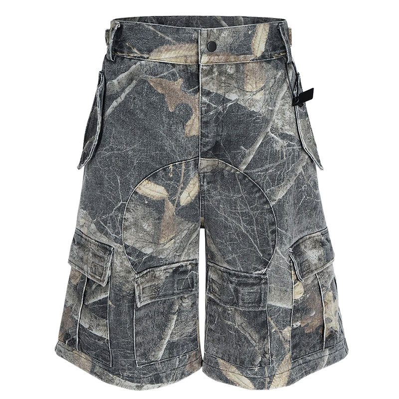 'Ghost' Forest Camo Oversized Cargo Shorts
