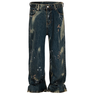 Abstract Acid Wash Vintage Denim Jeans