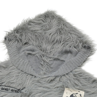 'Ink' Graphic-Patch Oversized Fur Hoodie