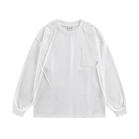 Geometric Paneled Long Sleeve Cotton Tee