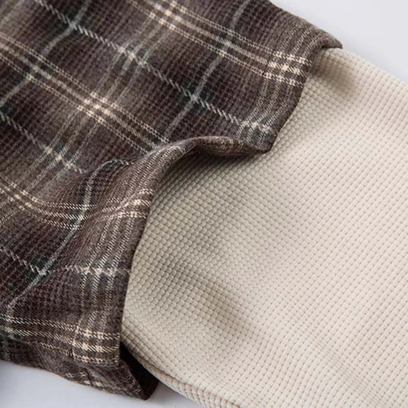 'Strata' Plaid Layered Long Sleeve Button Up